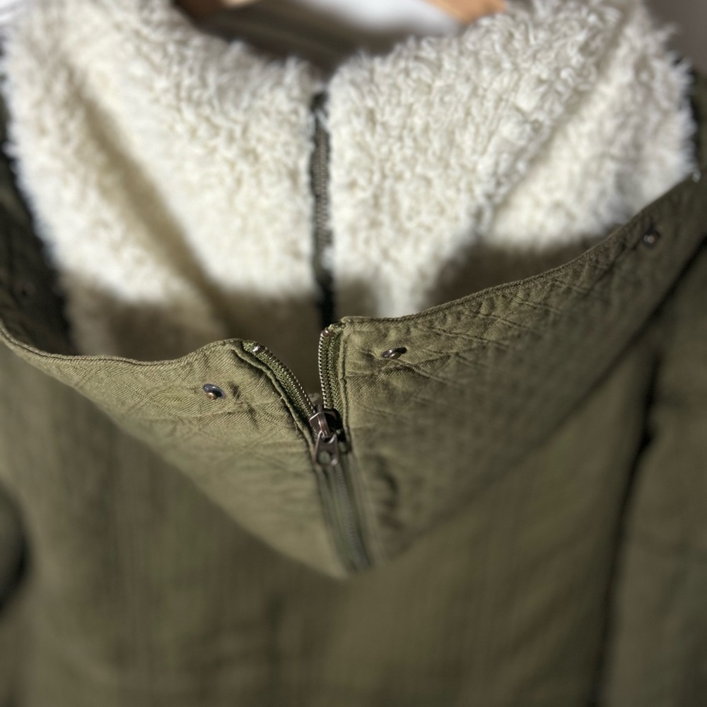 Hei Hei Olive Army Green Sherpa Lined Women’s Coat w/Pockets, Hood, Pockets, Med - Picture 14 of 16